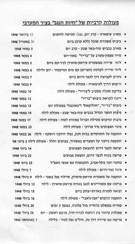 פעולות קרביות של "חיות הנגב" בציר המערבי